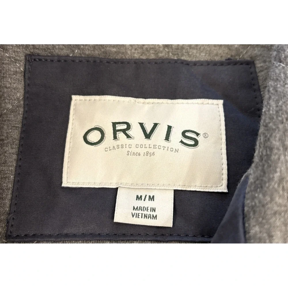 Orvis Field Coat Mens Medium Blue Gray Quilted Barn Chore Jacket Hunting Pockets